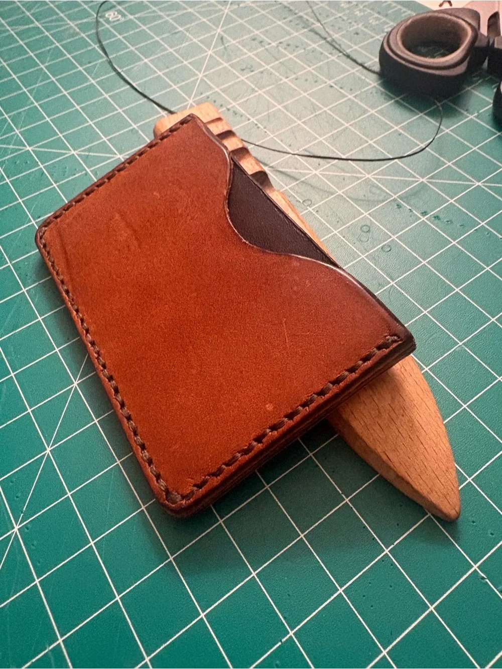 Handmade Brown Leather Card & Key Holder